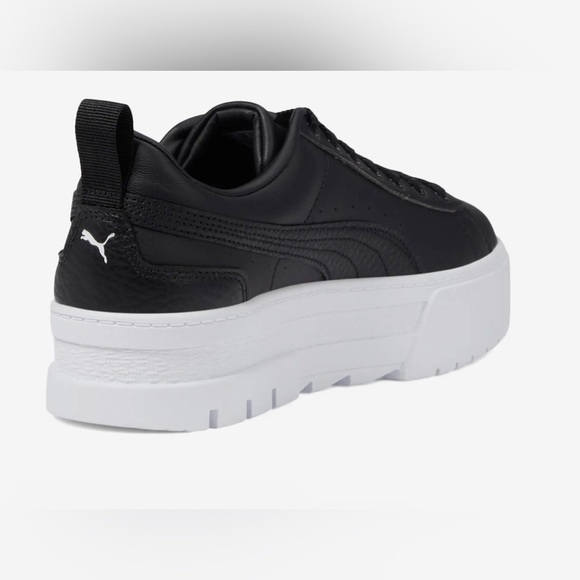 PUMA 👟 Mayze Black Leather Platform US Women’s Size 10 - Picture 2 of 14